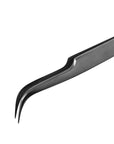 Curved isolation tweezers for eyelash extensions by Lovely with hand-sharpened tips for comfortable lash isolation