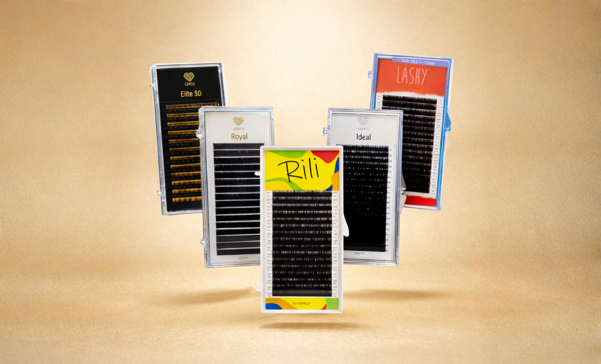 Discounted professional eyelash extensions from Elite, Royal, Rili, Ideal, and Lashy brands on sale at Lovely US