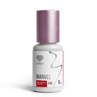 Marvel lash extension adhesive bottle with purple cap on a white background