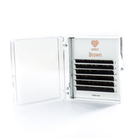 Brown eyelash extensions 6-line tray by Lovely US featuring premium quality fiber that holds shape perfectly